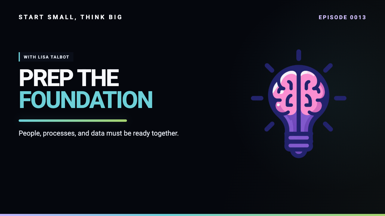 Start Small, Think Big episode 0013 artwork: Before the AI Wave: How to Prep Your People, Processes, and Data with Lisa Talbot.