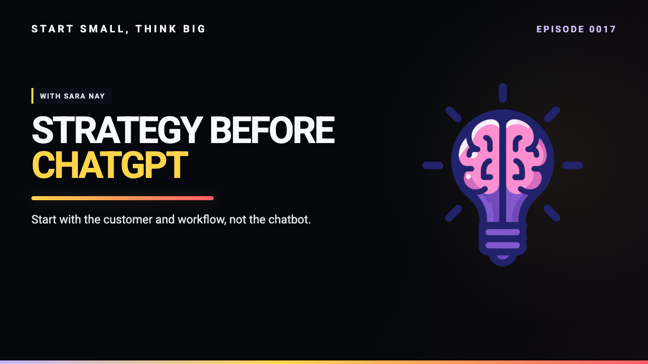 Start Small, Think Big episode 0017 artwork: Don't Start with ChatGPT: Sara Nay on Smarter AI for Small Business Marketing.