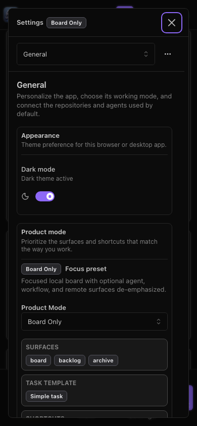 6.1.7 mobile Settings with the Dark mode switch